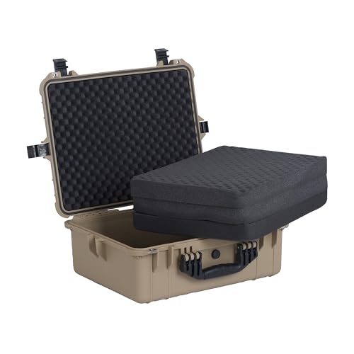MEIJIA Portable All Weather Waterproof Protective Hard Case,Compact Camera Case with Customizable Fit Foam,Fit Use of Drones,Camera,Equipments, 20.62 x16.85x8.11inches(Desert Tan) - color: Desert Tan