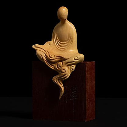 9CM ZenBoxwood Wood Carving FacelessFeng Shui Sculpture Crafts Solid Wood Decoration Home Decoration