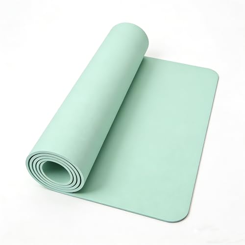 TPE Yoga Mat with Hanging Holes, Wall Mount Workout Mat, Shock Absorbent Fitness Pad for Home Gym, Pilates & Meditation - color: green
