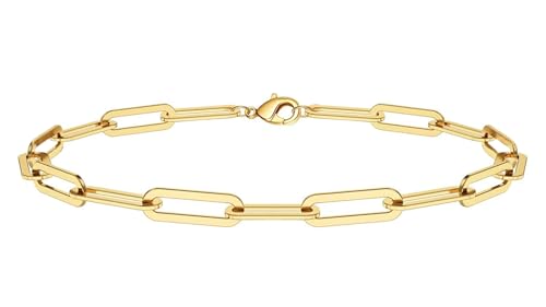 WangGao Stainless Steel Paperclip Link Chain Bracelet for Women Popular Minimalist Jewelry - color: Gold