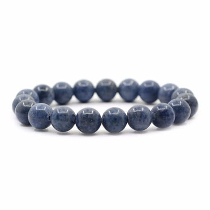 Justinstones Gem Semi Precious Gemstone 10mm Round Beads Stretch Bracelet 7 Inch Unisex - color: Blue Sponge Coral