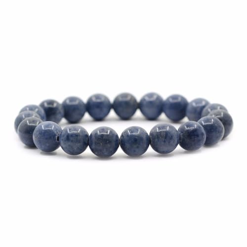 Justinstones Gem Semi Precious Gemstone 10mm Round Beads Stretch Bracelet 7 Inch Unisex - color: Blue Sponge Coral