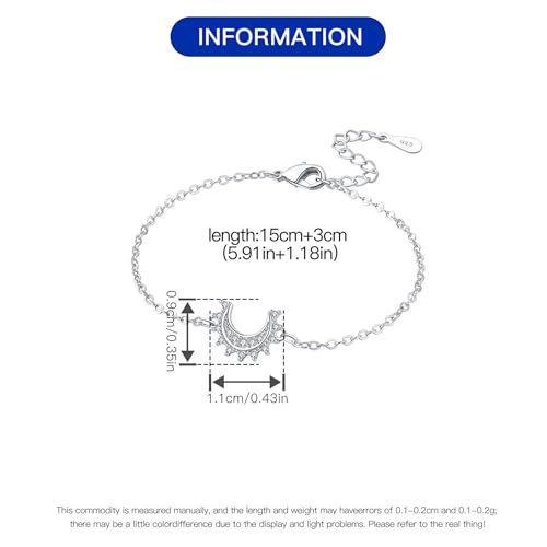 925 Sterling Silver Bracelet for Women,Silver Bracelet Chain Presents for Sister Daughter and Friend, Women's Jewelry for the Daily Occasion - color: Silvery | Moon