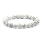 Justinstones Gem Semi Precious Gemstone 8mm Round Beads Stretch Bracelet 7 Inch Unisex - color: White Howlite
