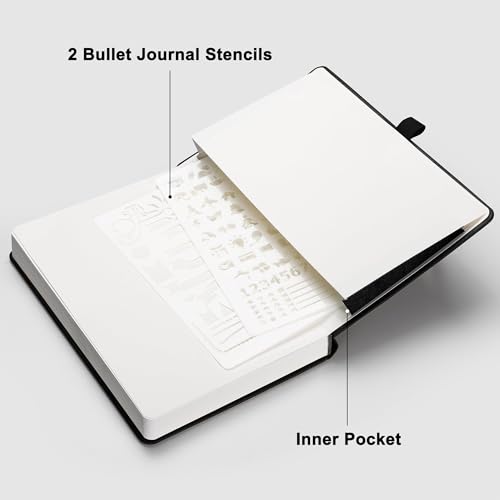 RETTACY Blank Journal Notebook, 192 Pages, A5 Medium Size (5.7'' x 8.3''), Leather Hardcover, 100 GSM Thick Paper, for Sketching, Drawing, Painting (Black) - color: Black, style: Plain