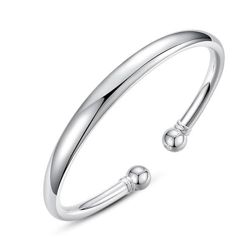 Handmade 925 Sterling Silver Bangle Bracelet Simple Silver/Gold Adjustable Cuff Bangles Durable Stainless Steel bracelet for Men &Women Daily Jewelry Gift for Anniversary Birthday Gift - color: Color 38