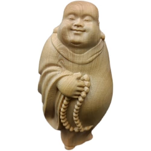 Antique Maitreya Wooden Statue Accents Zen Meditation Wood Sculpture Decor for Living Room Spa Or Yoga Studio Centerpiece Books Living Room Bedroom Ornament