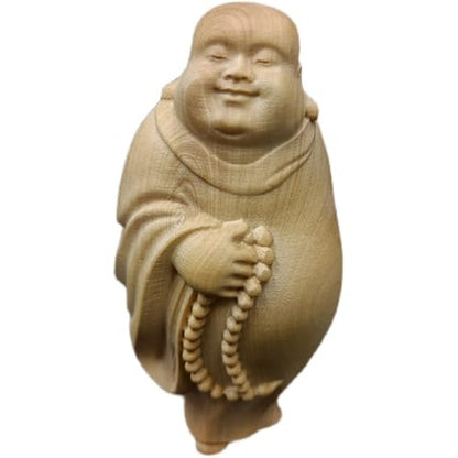 Antique Maitreya Wooden Statue Accents Zen Meditation Wood Sculpture Decor for Living Room Spa Or Yoga Studio Centerpiece Books Living Room Bedroom Ornament