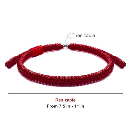 LAMIBEE Original Tibetan Bracelet Black Red and Multicolor Buddhism Handmade Knot Lucky Rope Bracelet Friendship and Couple Bracelet - color: Dark Red Protection