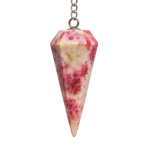 Amazing Gemstone Cinnabarite Crystal Pendulum for Divination - Certified Dowsing Crystals and Healing Stones for Chakra Balancing and Meditation - Enhance Reiki Spiritual Growth with Healing Crystals - color: Cinnabarite