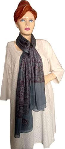 KVR Hindu Pooja Religious Cotton Indian prayer scarf with OM Krishna Ganesha Shiva Nataraja yoga spiritual auspicious prints - color: Grey-natraja-2