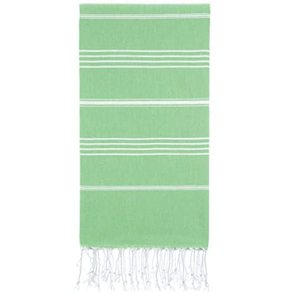 Lina Turkish Beach Towel Peshtemal (38" x 71"), Sand-Free, Large & Quick-Dry, Lightweight Pool Towels for Travel, Soft 100% Turkish Cotton & Pre-Washed, Ideal for Spa or Bath, Green - color: Green