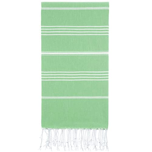 Lina Turkish Beach Towel Peshtemal (38" x 71"), Sand-Free, Large & Quick-Dry, Lightweight Pool Towels for Travel, Soft 100% Turkish Cotton & Pre-Washed, Ideal for Spa or Bath, Green - color: Green