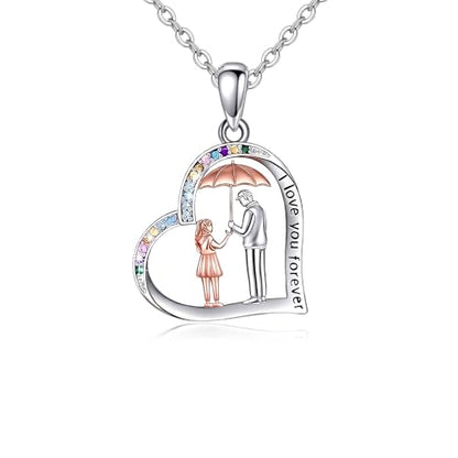 YFN Daughter Gifts from Dad 925 Sterling Silver Daughters Heart Necklace Birthday Christmas - color: Father Daughter Necklace07