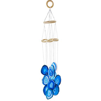 rockcloud Agate Slices Geode Wind Chime Home Garden Decoration Figurine, 20-24 inches, Blue - color: Cyan