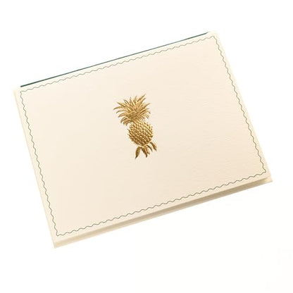 Graphique Pineapple Designer Cards Luxe Collection, Gold Foil Embossed Stationery Boxed Set, 10 Blank Cards with 11 Envelopes, All Occasion Greetings, 5.25" x 3.8" - color: Pineapple