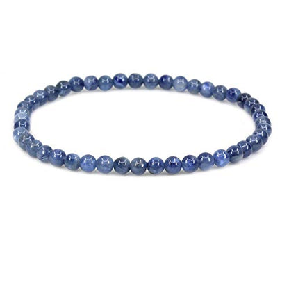 Keleny 4mm Natural Round Beads Gemstones Rock Crystal Stretch Bracelet 7 Inch Unisex - color: Blue Kyanite Crystal