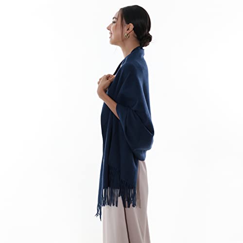 RIIQIICHY Winter Scarfs for Women Pashmina Shawls Wraps for Evening Dresses Large Warm Soft Scarves - color: Navy