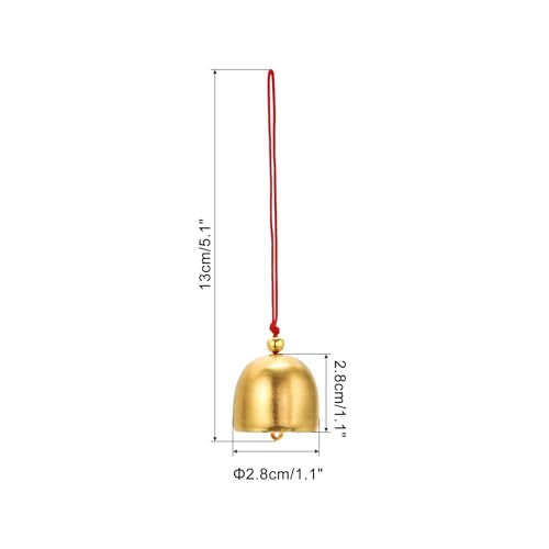 PATIKIL 6 Pcs Wind Chime, Hanging Bells Temple Bells Retro Outdoor Hanging Metal Chinese Wind Chime Round for Outside Garden Camping, Gold Red - color: Gold Red