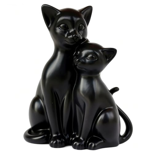Black Cat Couple Statue Creative Artistic Animal Sculpture for Lovers Modern Living Room Decor for Families Creative Gift for Female Cat Lovers - color: Black