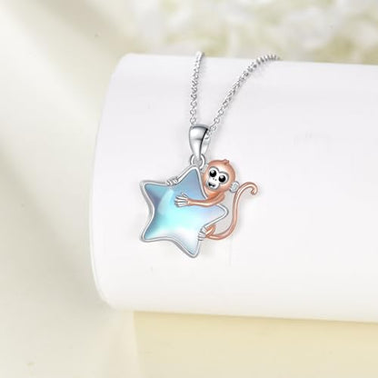 Animal Necklace 925 Sterling Silver Pendant Jewelry Gift for Women Animal Lover - style: Monkey