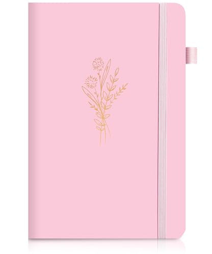 Lined Journal Notebook for Women Cute Leather Journals for Writing Aesthetic Floral Diary 192 Pages A5 Hardcover Journaling Notebooks with Pen Loop, 5.7 x 8.3 in, Pink - color: Lihgt Pink