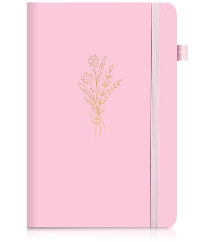 Lined Journal Notebook for Women Cute Leather Journals for Writing Aesthetic Floral Diary 192 Pages A5 Hardcover Journaling Notebooks with Pen Loop, 5.7 x 8.3 in, Pink - color: Lihgt Pink