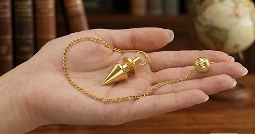 Cone with Round Ring Brass Metal Pendulum Healing dowsing Tool Reiki Meditation Divination Pendulum - color: Round Ring Brass Metal