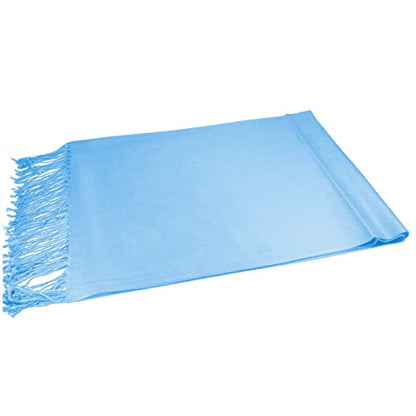 Glory Max Women Large Soft Silky Pashmina Shawl Wrap Scarf in Plain Solid Colors - color: Baby Blue