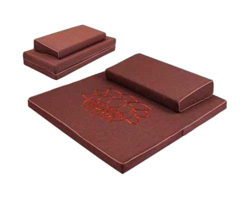 Portable Foldable Meditation Cushion Mat Set, Larger Thick Yoga Mat Bolster Floor Pillows Seating for Adults Meditation Accessories(Size:60x60cm(24x24inch),Color:Coffee) - color: Coffee, size: 60x60cm(24x24inch)