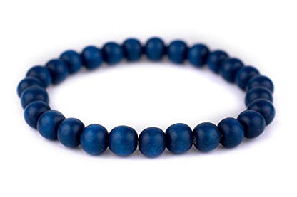 Wood Bead Bracelet - color: Azul Blue, size: Medium Beads