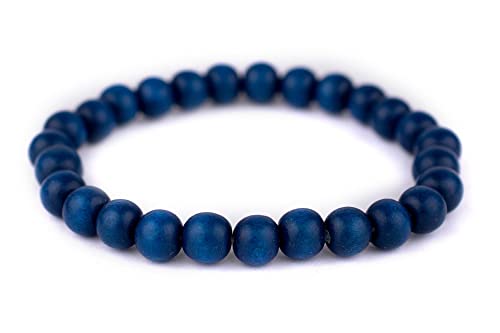 Wood Bead Bracelet - color: Azul Blue, size: Medium Beads