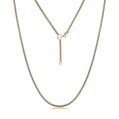 Savlano 925 Sterling Silver Solid 1.5mm Round Box Adjustable Bolo 14-24 Inch Chain Necklace For Women - Made in Italy Comes Gift Box