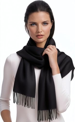 Ocomfly 100% Pashmina Scarf for Women - Premium Womens Scarves - Gift Boxed - Shawls or Wraps - Ultra Soft and Warm - color: Jet Black