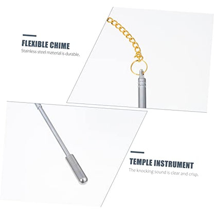Toddmomy Flexible Telescopic Buddhist Chime with Clear Crisp Sound Smooth Safe Edges Simple Design Praying Instrument for Temple Rituals and Meditation Large Buddha Utensil and Home Decor