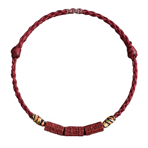 yautja Tibetan Buddhist Lucky Red String Bracelets Spiritual Protection Handmade Adjustable Red Buddha Bracelet Yoga Prayer Cinnabar Beads Amulet Bracelet Evil Protection Women Jewelry Gift for Health Charm Wealth Good Fortune - color: winered