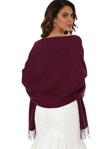 Sumolux Scarf for Women Pashmina Shawls Wraps for Evening Dresses Wedding Bridesmaid Gifts Winter Warm Soft Scarves - color: Crimson