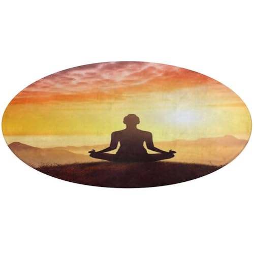 Yoga Meditation Round Rug Soft Absorb Water Coral Velvet Floor Mat Non-Slip Small Area Rugs for Bedroom Room Office Home Decorative 60 * 60cm - size: 60*60cm