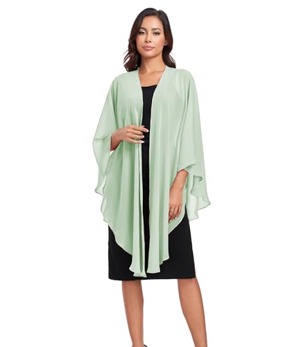 TONGFANTFL Shawls Wraps for Evening Wedding Party Chiffon Scarf Soft Bridal Wraps Wedding Guest Shawl Coverage - color: Sage Green