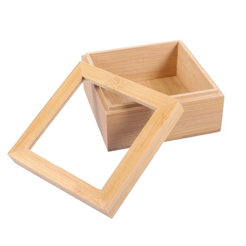 1pc Wooden Storage Box Lid Stylish Desktop Organizer for Jewelry and Accessories Natural Wood Window Design for Home and Office Decor