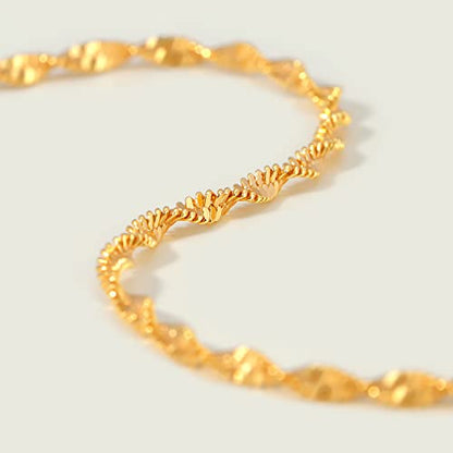 MEVECCO Gold Rope Chain Bracelets,14K Gold Plated Handmade Cute Thin Dainty Bracelet for Women