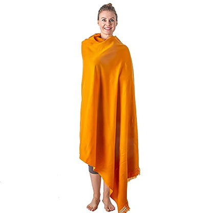 Meditation Shawl or Meditation Blanket, Shawl/Wrap, Oversize Scarf/Stole. Large. Unisex. - color: Saffron