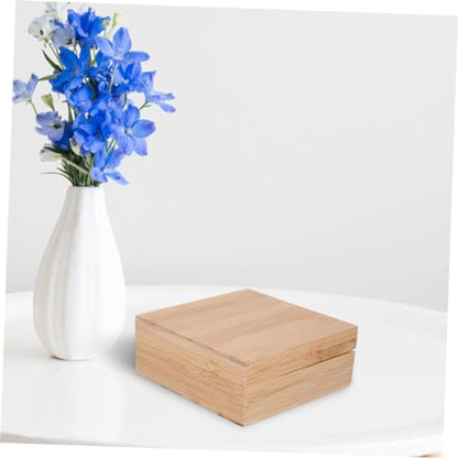 Holibanna 1pc Square Wooden Desktop Storage Box Lid Natural Organizer for Sundries Jewelry and Items and Portable Home Storage