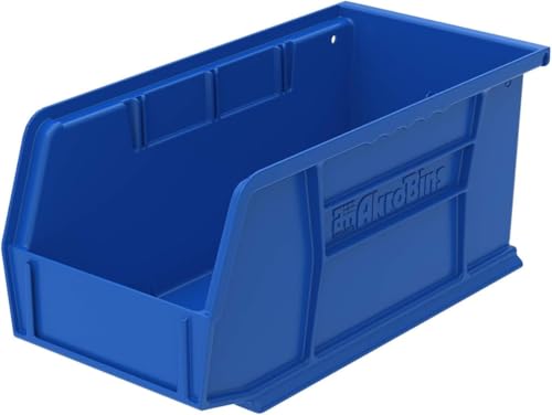Akro-Mils 30230 AkroBins Plastic Storage Bins, Space-Saving Stackable Bins for Garage, Pantry, Craft Organization, 10.5 "L x 5.5 "W x 5"H, Blue, 12-Pack - color: Blue