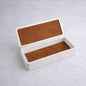 Modern Ribbed Storage Box (Matte Ivory Box, Caramel Suede) - color: Caramel Suede, style: Matte Ivory Box