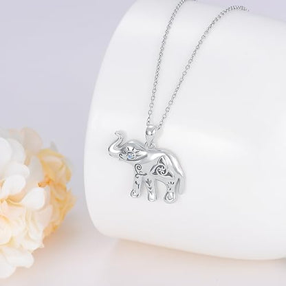 Evil Eye Necklace for Women 925 Sterling Silver, Protection Necklace with Blue Evil Eye Charm, Evil Eye/Lotus Pendant Jewelry, Birthday Christmas Gifts for Her - style: Celtic Elephant with Evil Eye Necklacse