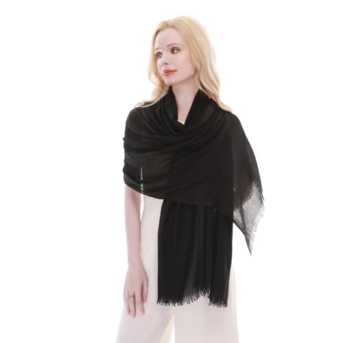 RIIQIICHY Scarf for Women Lightweight Solid Color Long Fashion Gauze Scarves Shawl Wrap - color: Black