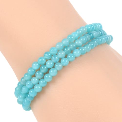 Justinstones Gem Semi Precious Gemstone 3pcs 4mm Round Beads Stretch Bracelet 6.5 Inch Unisex - color: Peruvian Amazonite