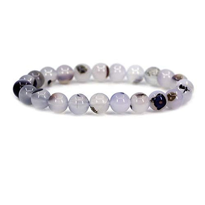 Keleny Gem Semi Precious Gemstones 8mm Natural Quartzite Stone Round Beads Rock Crystal Jasper Stretch Bracelet 7 Inch Unisex - color: Montana Agate Onyx