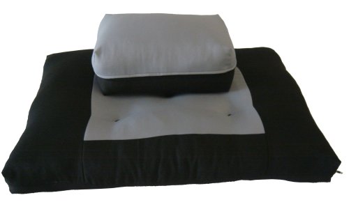 D&D Futon Furniture Black/Gray Zabuton Zafu Set, Yoga, Meditation Seat Cushions, Kneeling, Sitting, Supporting Exercise Pratice Zabuton & Zafu Cushions.